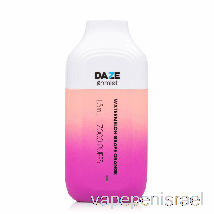 חד פעמי Vape Israel 7 Daze Ohmlet 7000 0% אפס ניקוטין חד פעמי תפוז ענבי אבטיח